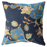 18" Navy Blue Garden Indoor Outdoor Throw Pillow