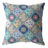 18â Blue Peach Trellis Indoor Outdoor Throw Pillow