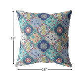 18â Blue Peach Trellis Indoor Outdoor Throw Pillow