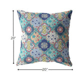 20â Blue Peach Trellis Indoor Outdoor Throw Pillow
