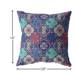 18â Navy Red Trellis Indoor Outdoor Throw Pillow