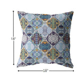 18â Orange Blue Trellis Indoor Outdoor Throw Pillow