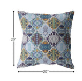 20â Orange Blue Trellis Indoor Outdoor Throw Pillow