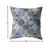 26â Orange Blue Trellis Indoor Outdoor Throw Pillow