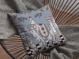 18? Blue Brown Ornate Elephant Indoor Outdoor Throw Pillow