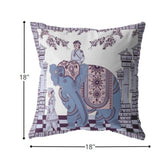 18? Blue Purple Ornate Elephant Indoor Outdoor Throw Pillow