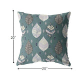 20? Pine Green Leaves Indoor Outdoor Throw Pillow