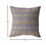 16â Purple Yellow Geofloral Indoor Outdoor Throw Pillow