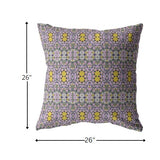 26â Purple Yellow Geofloral Indoor Outdoor Throw Pillow