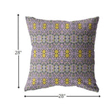 28â Purple Yellow Geofloral Indoor Outdoor Throw Pillow