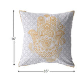 16â Gold Gray Hamsa Indoor Outdoor Throw Pillow