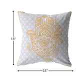 18â Gold Gray Hamsa Indoor Outdoor Throw Pillow