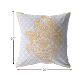 20â Gold Gray Hamsa Indoor Outdoor Throw Pillow