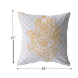 26â Gold Gray Hamsa Indoor Outdoor Throw Pillow