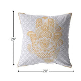 28â Gold Gray Hamsa Indoor Outdoor Throw Pillow
