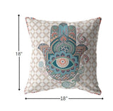 18â Blue Gray Hamsa Indoor Outdoor Throw Pillow