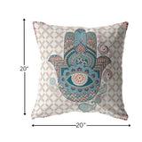 20â Blue Gray Hamsa Indoor Outdoor Throw Pillow