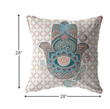 28â Blue Gray Hamsa Indoor Outdoor Throw Pillow