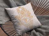 16â Gold White Hamsa Indoor Outdoor Throw Pillow