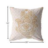 16â Gold White Hamsa Indoor Outdoor Throw Pillow