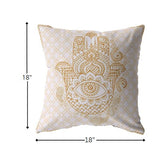 18â Gold White Hamsa Indoor Outdoor Throw Pillow