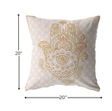 20â Gold White Hamsa Indoor Outdoor Throw Pillow