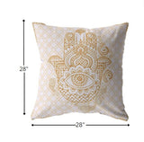 28â Gold White Hamsa Indoor Outdoor Throw Pillow