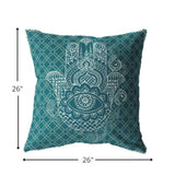 26â Teal White Hamsa Indoor Outdoor Throw Pillow