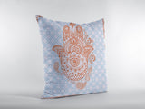 16â Blue Orange Hamsa Indoor Outdoor Throw Pillow