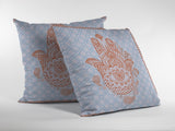 20â Blue Orange Hamsa Indoor Outdoor Throw Pillow