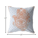 20â Blue Orange Hamsa Indoor Outdoor Throw Pillow