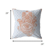 28â Blue Orange Hamsa Indoor Outdoor Throw Pillow