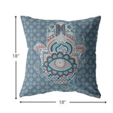 18â Slate Blue Hamsa Indoor Outdoor Throw Pillow