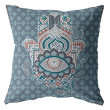 20â Slate Blue Hamsa Indoor Outdoor Throw Pillow