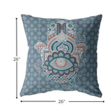 26â Slate Blue Hamsa Indoor Outdoor Throw Pillow