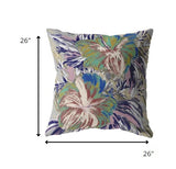 26? Lilac Green Hibiscus Indoor Outdoor Throw Pillow