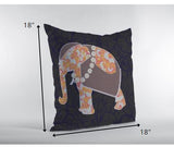 18â Orange Elephant Indoor Outdoor Throw Pillow