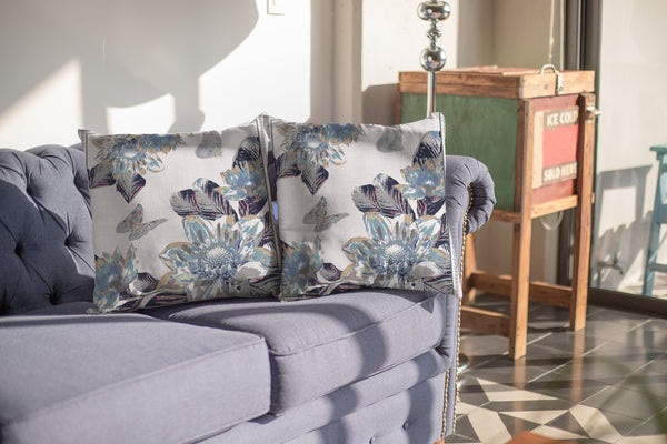 28â Gray White Butterfly Indoor Outdoor Throw Pillow