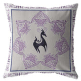 26? Gray Purple Horse Indoor Outdoor Throw Pillow