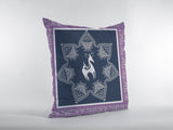 16â Navy Purple Horse Indoor Outdoor Throw Pillow