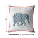 18â Blue Pink Elephant Indoor Outdoor Throw Pillow