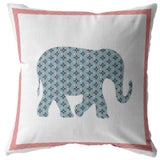 20â Blue Pink Elephant Indoor Outdoor Throw Pillow