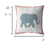 20â Blue Pink Elephant Indoor Outdoor Throw Pillow