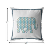 20â Blue White Elephant Indoor Outdoor Throw Pillow