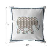 16â Gold White Elephant Indoor Outdoor Throw Pillow