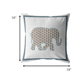 18â Gold White Elephant Indoor Outdoor Throw Pillow