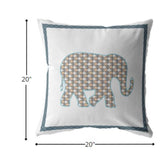 20â Gold White Elephant Indoor Outdoor Throw Pillow