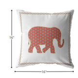 16â Orange White Elephant Indoor Outdoor Throw Pillow