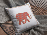 26â Orange White Elephant Indoor Outdoor Throw Pillow