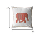 26â Orange White Elephant Indoor Outdoor Throw Pillow